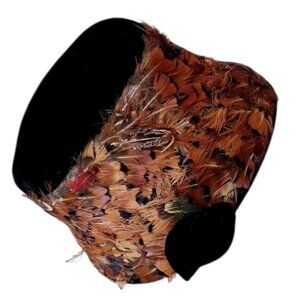 Vintage 1950s-60s Ranleigh Pheasant Feathers & Black Velvet Cloche Hat